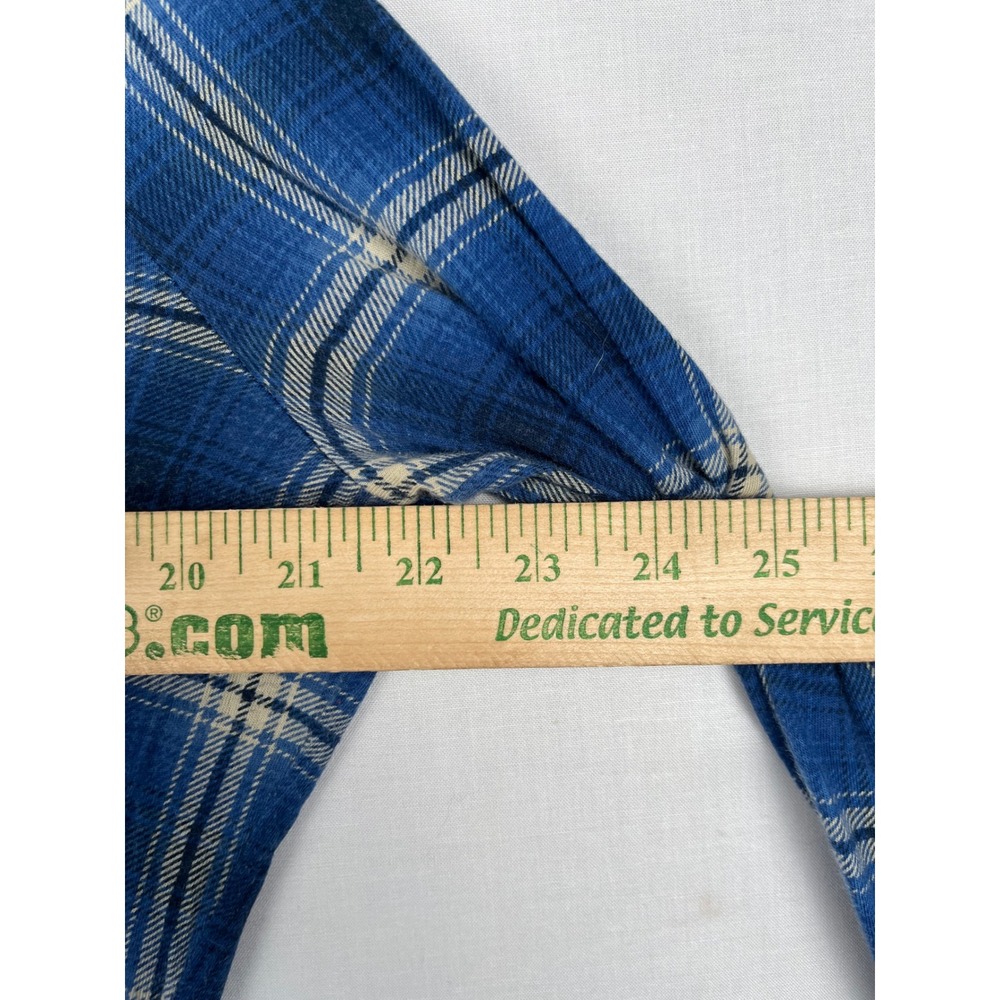 Chaps Denim Plaid Ruffle Lace Up Top Womens Large Blue Long Sleeve Cotton - Picture 5 of 7